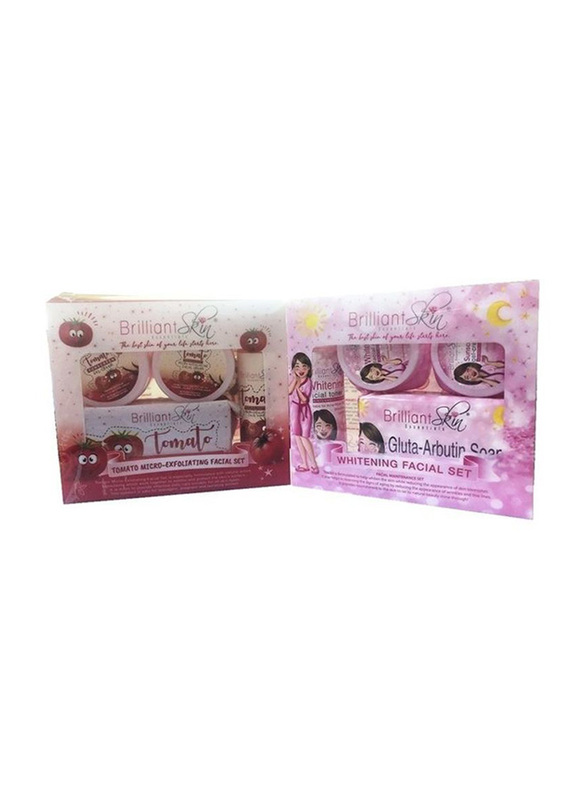 Brilliant Skin Tomato Micro-Exfoliating & Whitening Pink Facial Set, Set